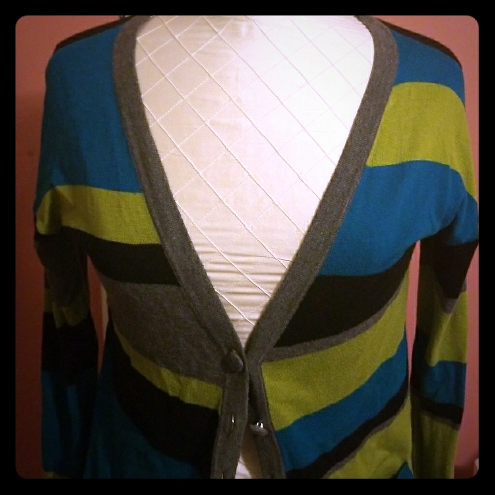 Christopher and Banks Striped V Neck Sweater